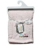 Wholesale - 30"x40" PINK FLANNEL POPCORN BLANKET W/EMBROIDERED BIRDS C/P 24, UPC: 196966000953